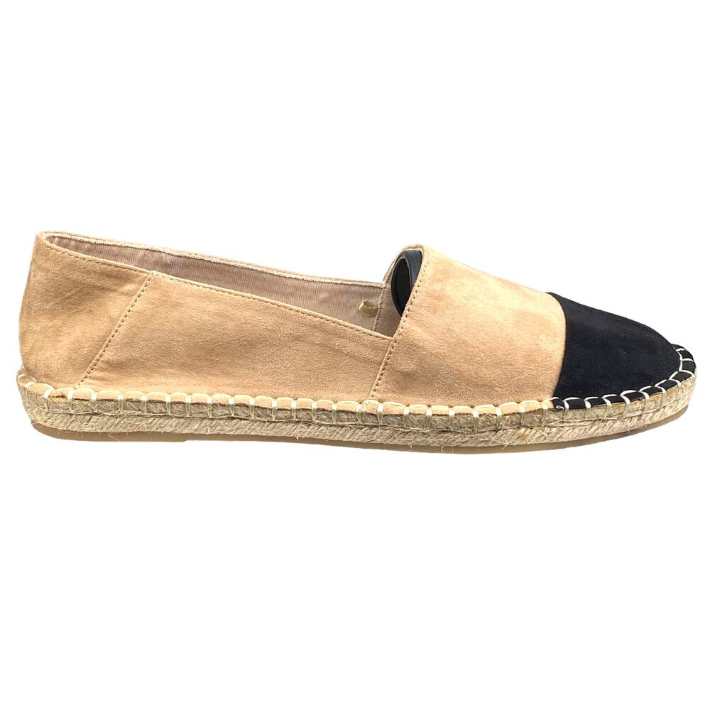 Zara Women's Esparto Black Tan Slip On Espadrilles Size 40 US 9